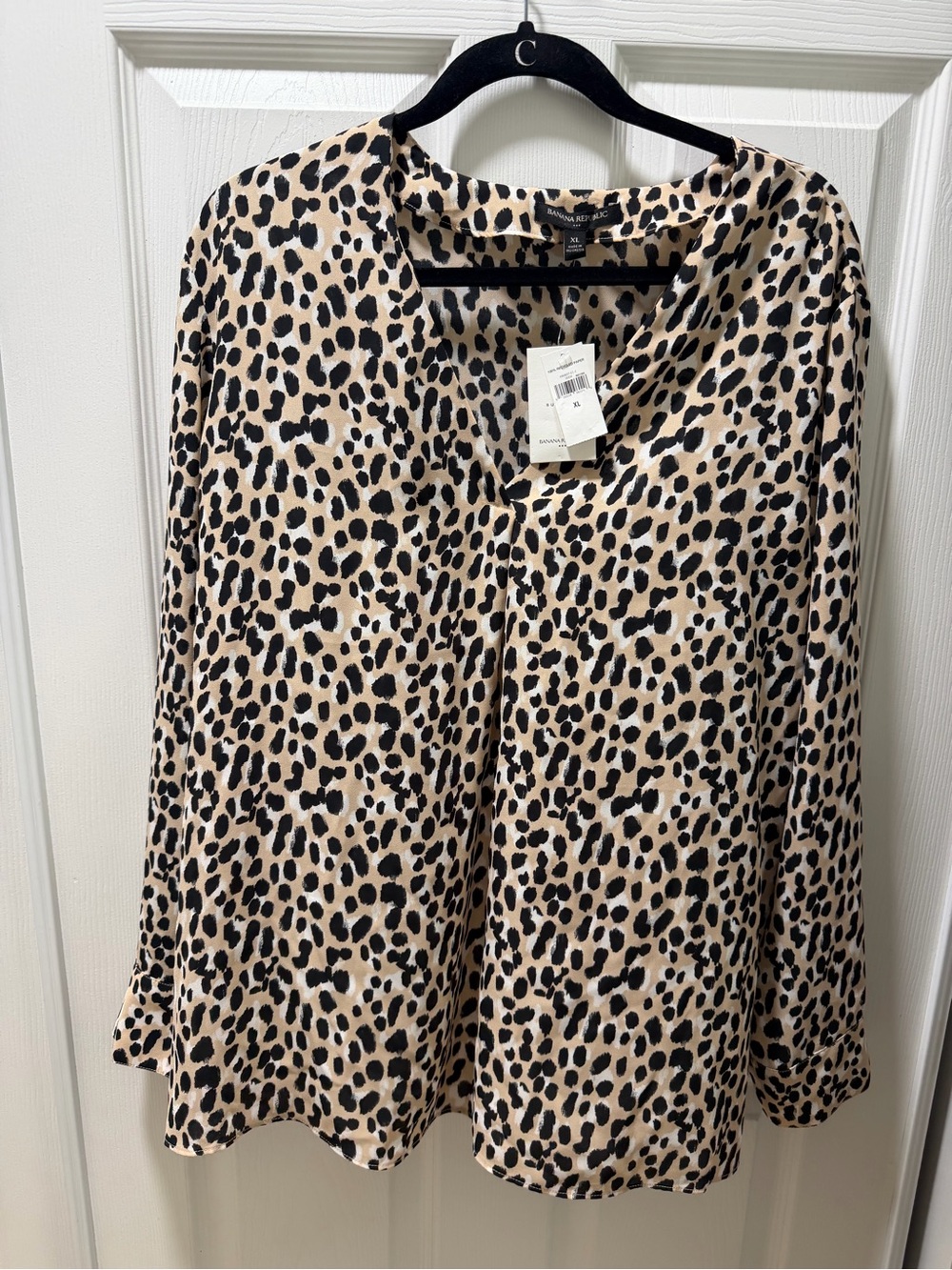 Banana Republic Women's Leopard Print Blouse - Beige & Black